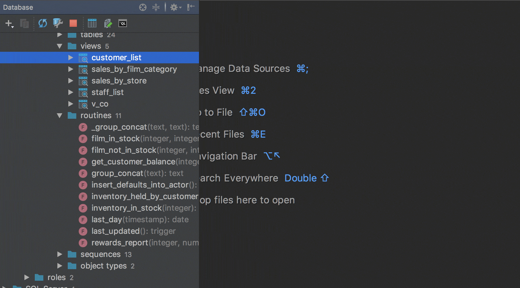 Generation of the DDL Features DataGrip