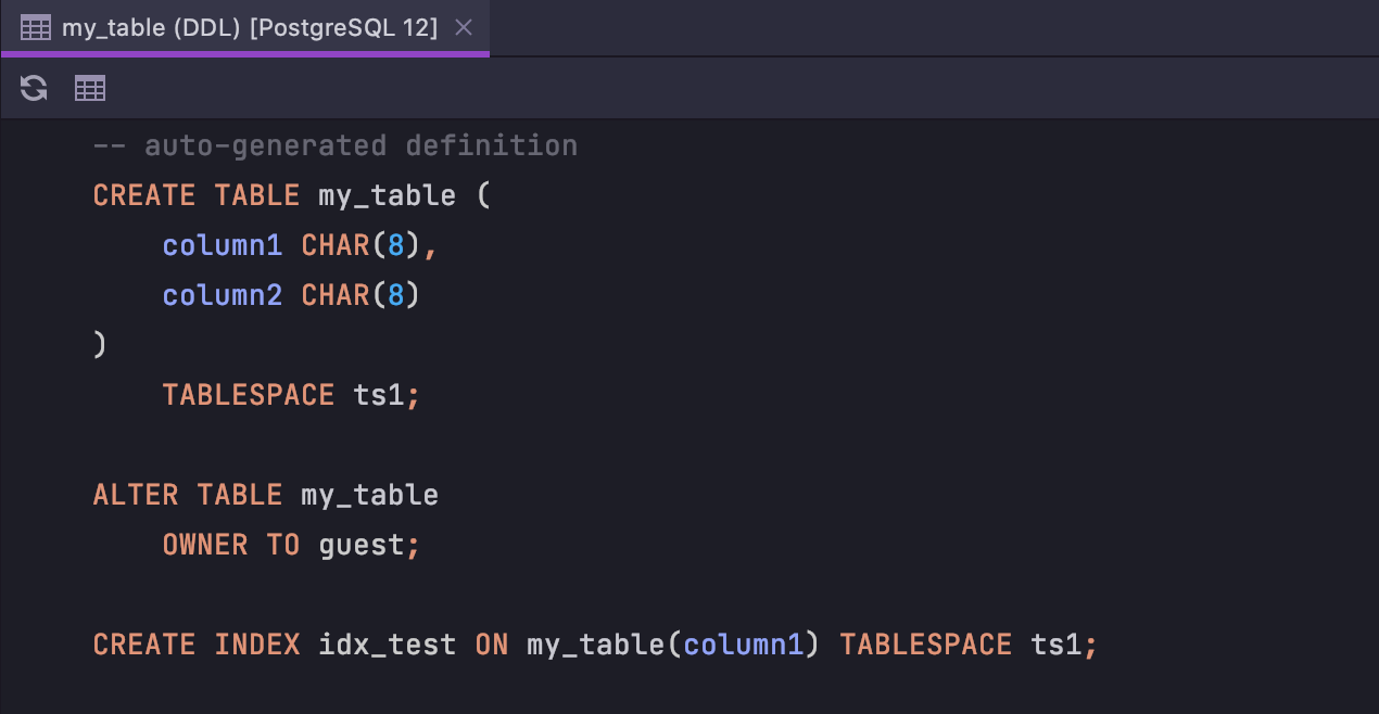 More properties for tables