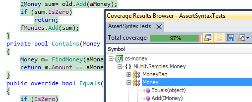 Highlighting for covered and uncovered code