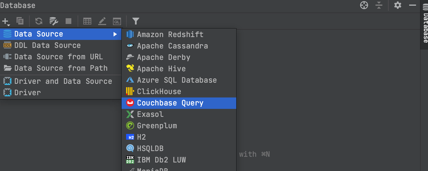 添加 Couchbase 查询作为数据源