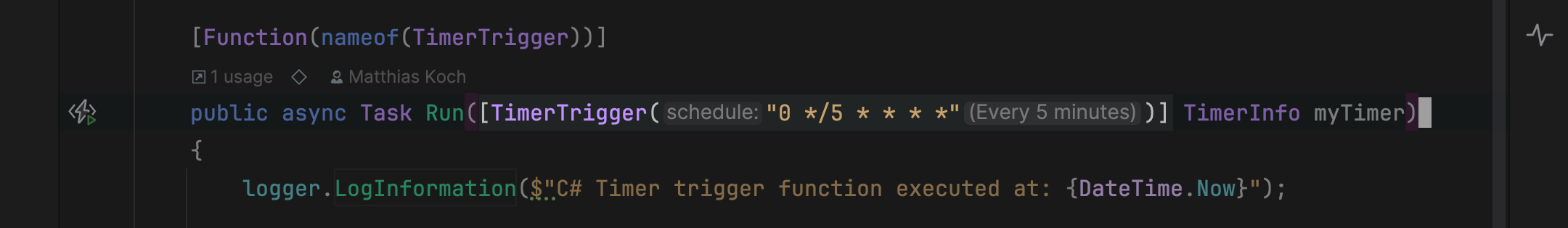 Cron Expression Inlay Hint