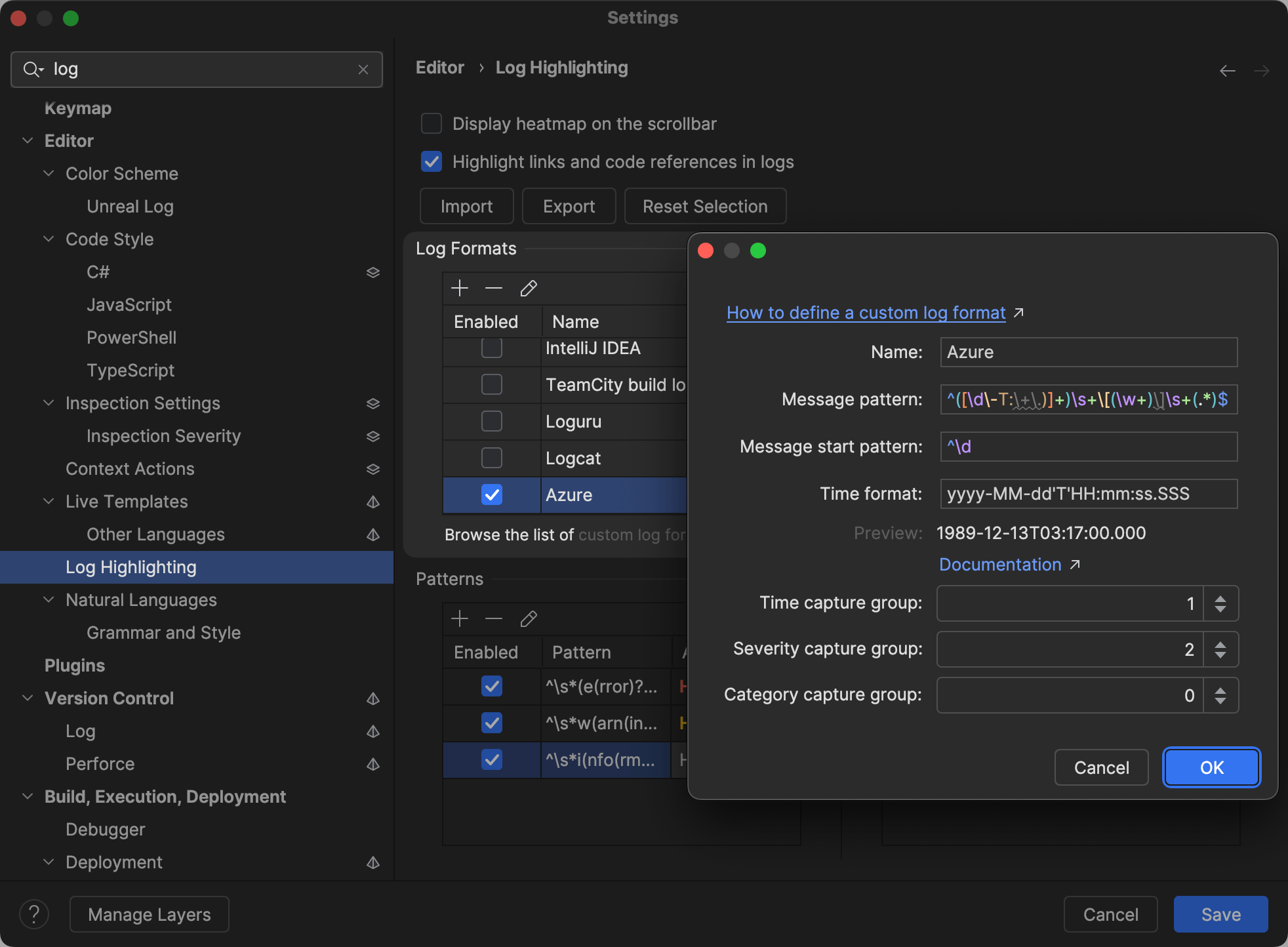 Log Highlighting Configuration