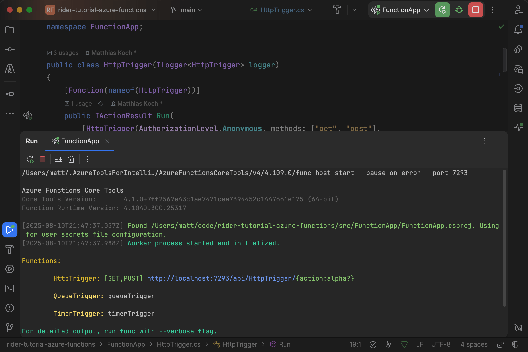Console Output in Run Window