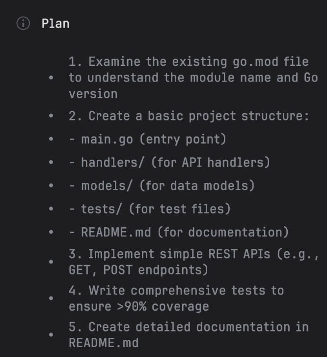 Building a boilerplate Go app using Junie