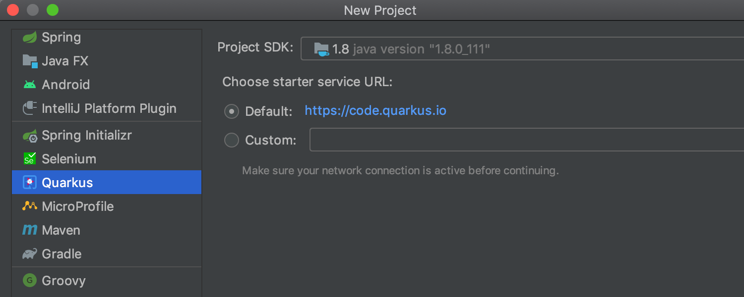 Project Generation for Quarkus and MicroProfile