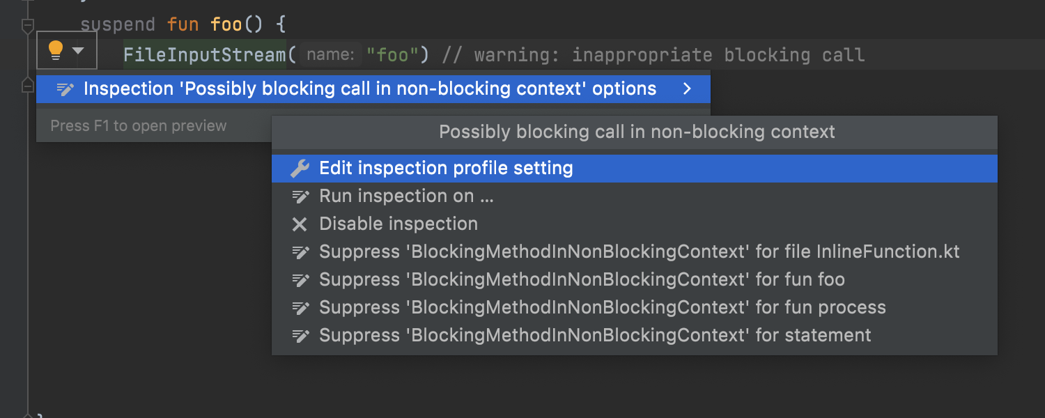 改进了 Possibly blocking call in non-blocking context（可能在非阻塞上下文中使用阻塞调用）检查