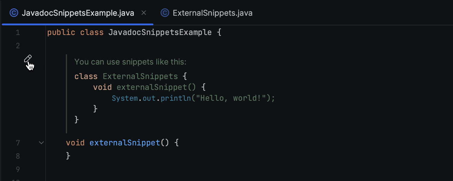 改进了对 Javadoc 注释中 @snippet 标记的支持