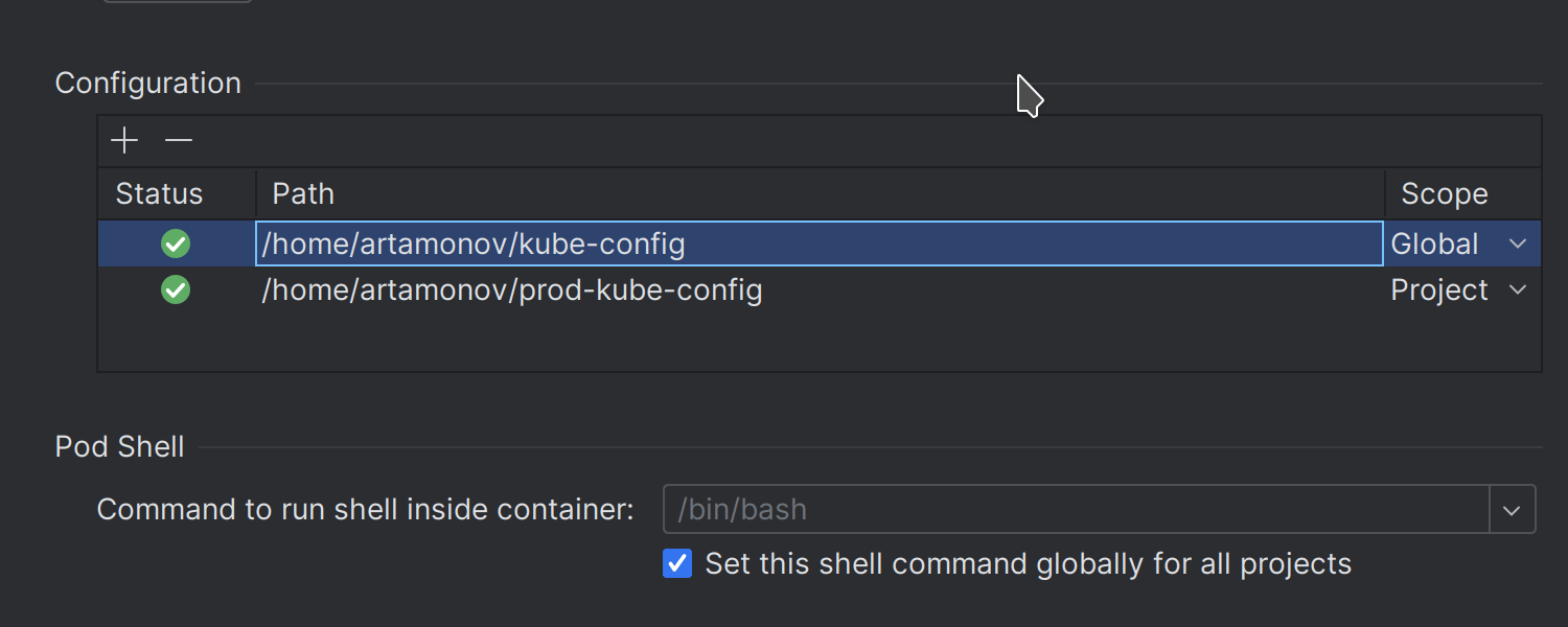 对单个项目中多个 kubeconfig 文件的支持