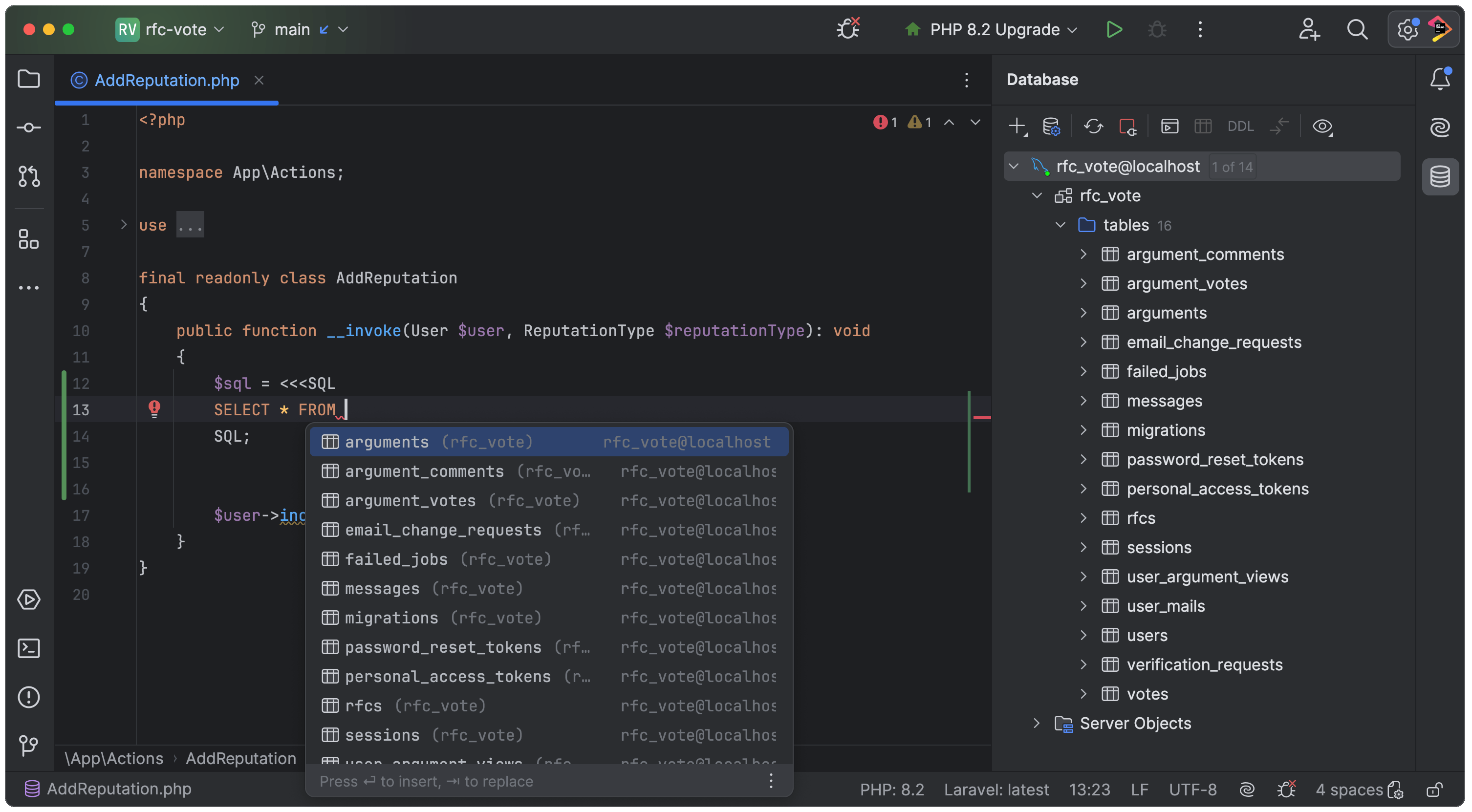 PHP Database – PhpStorm IDE