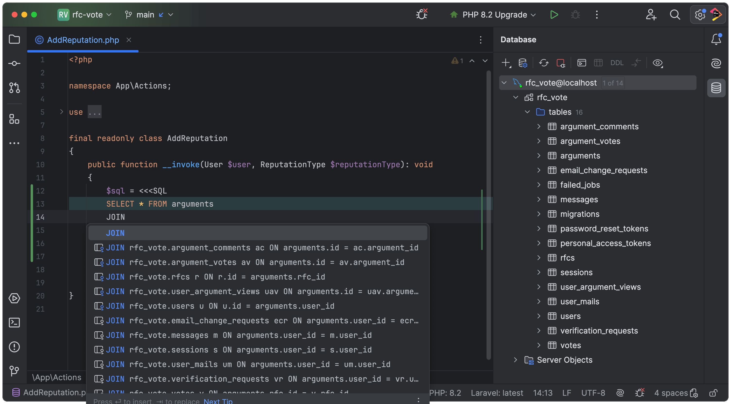 PHP Database – PhpStorm IDE