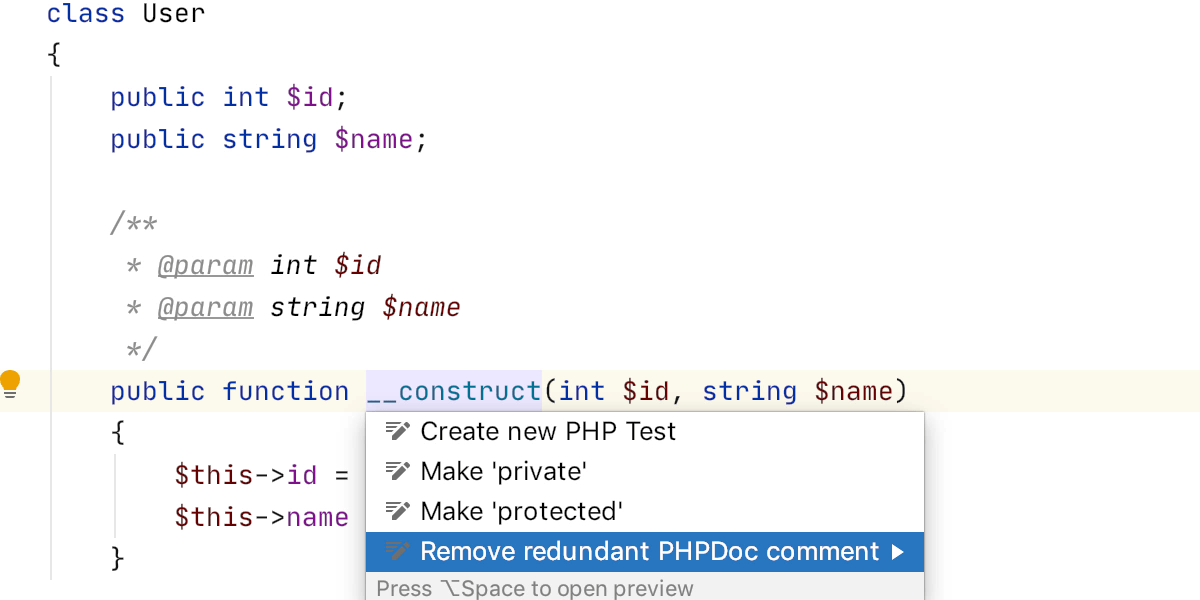 移除仅包含类型注解的 PHPDoc