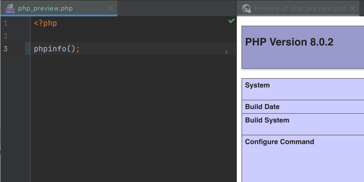 Preview PHP and HTML files in the editor