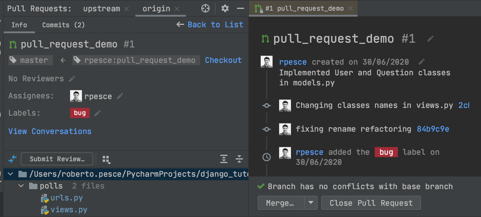 New pull request dedicated view