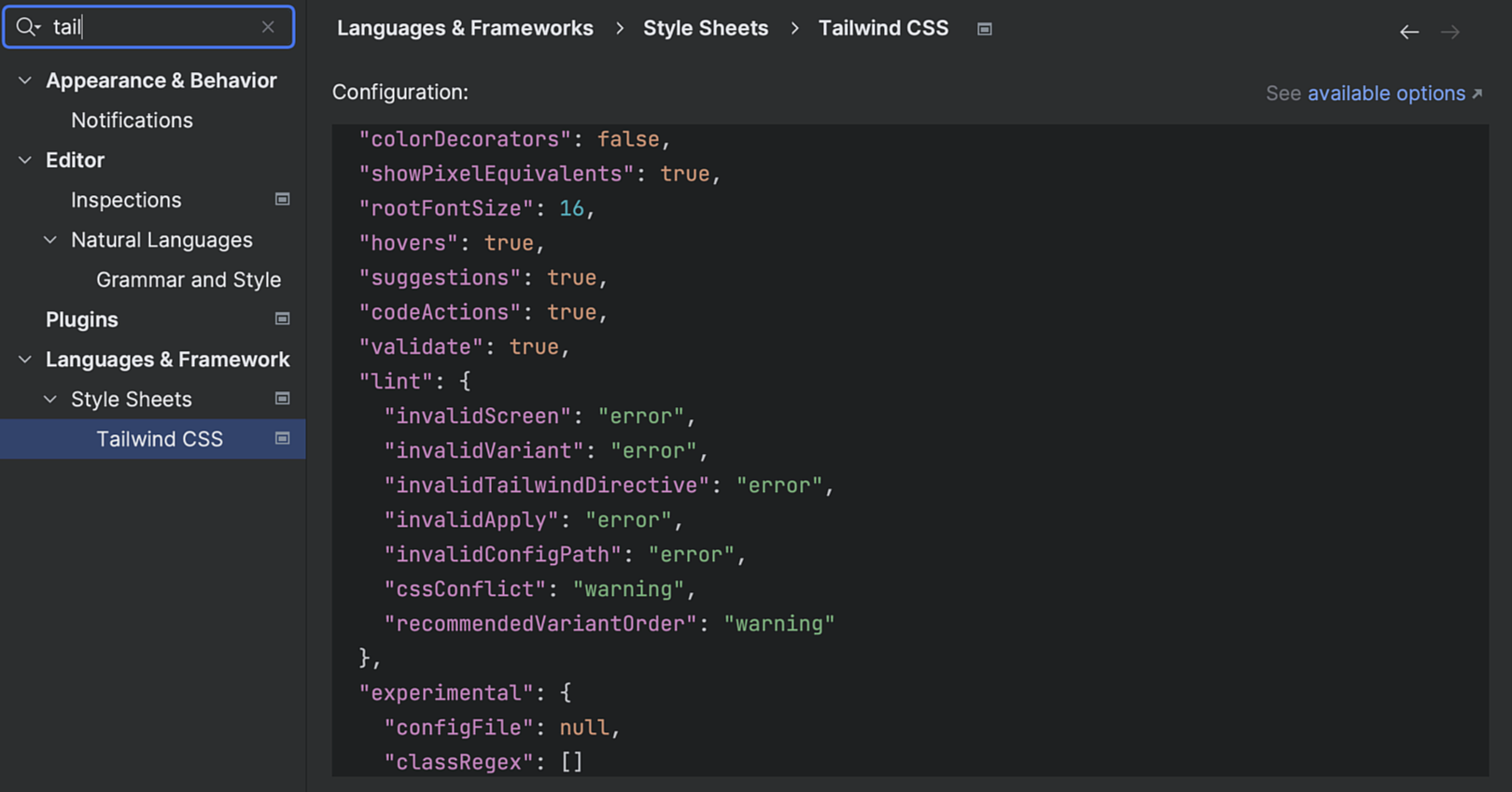 Tailwind CSS configuration