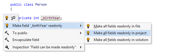Quick-fix to make field readonly