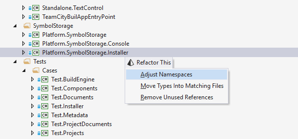 Adjust Namespaces refactoring