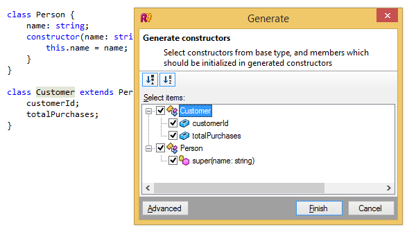 Generating constructor in TypeScript