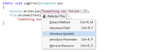 Introducing variable with ReSharper's refactoring