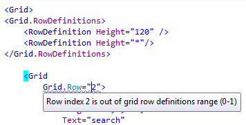 Dedicated grid inspections for XAML