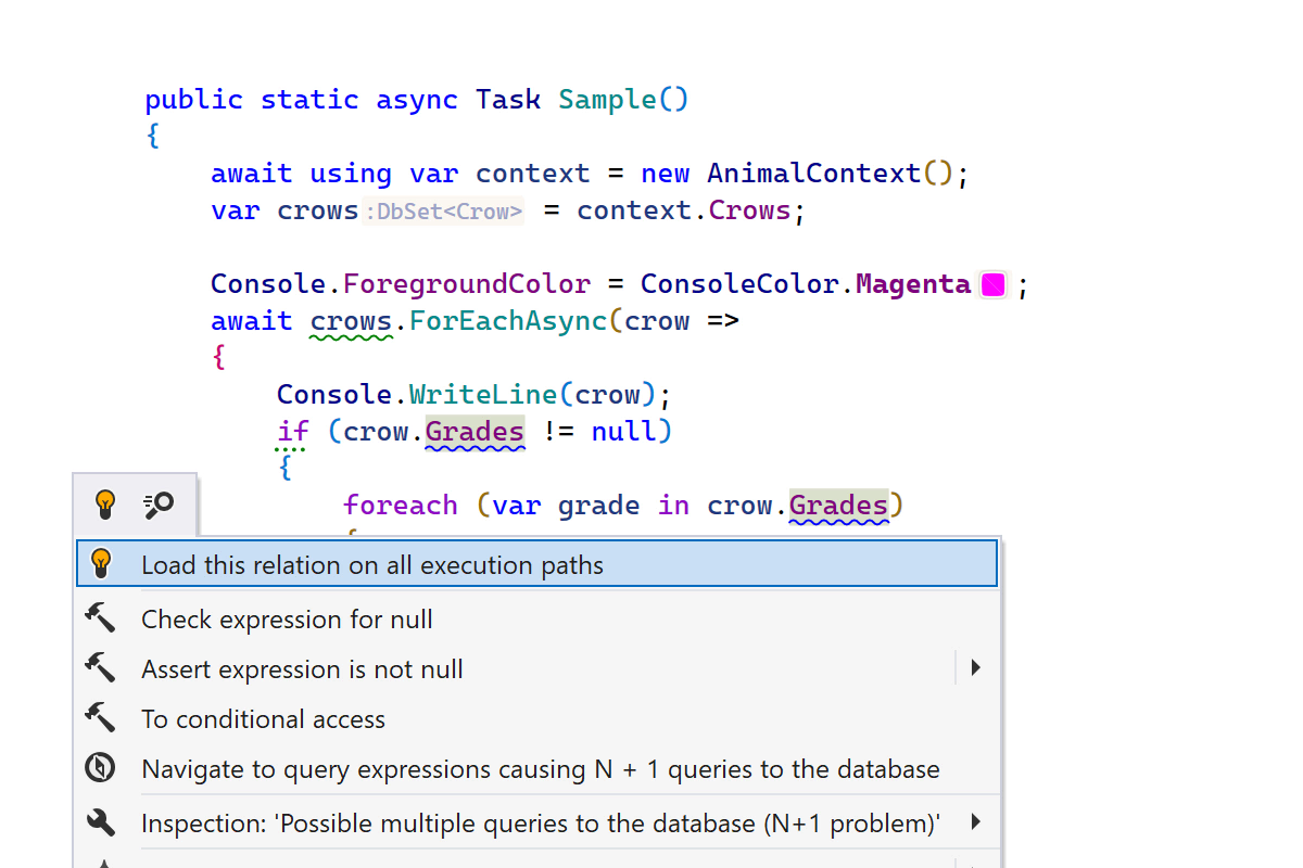 Inspections for common Entity Framework issues