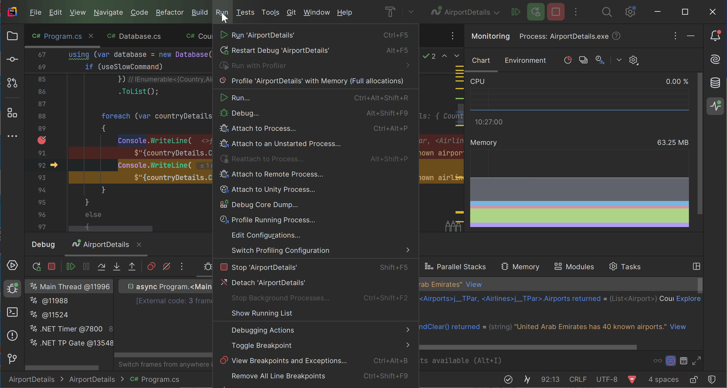 Debugging an ASP.NET Core application with Rider