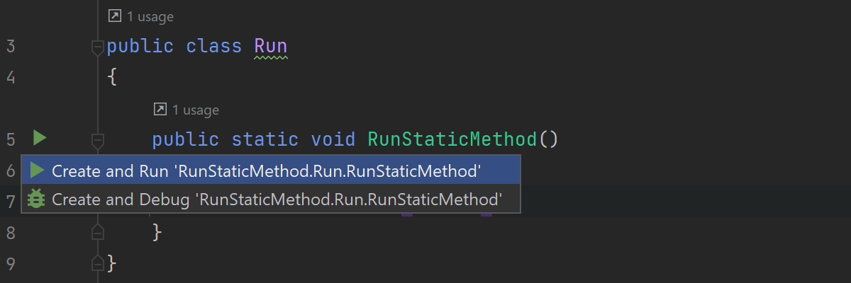 Run Static Method（运行静态方法）