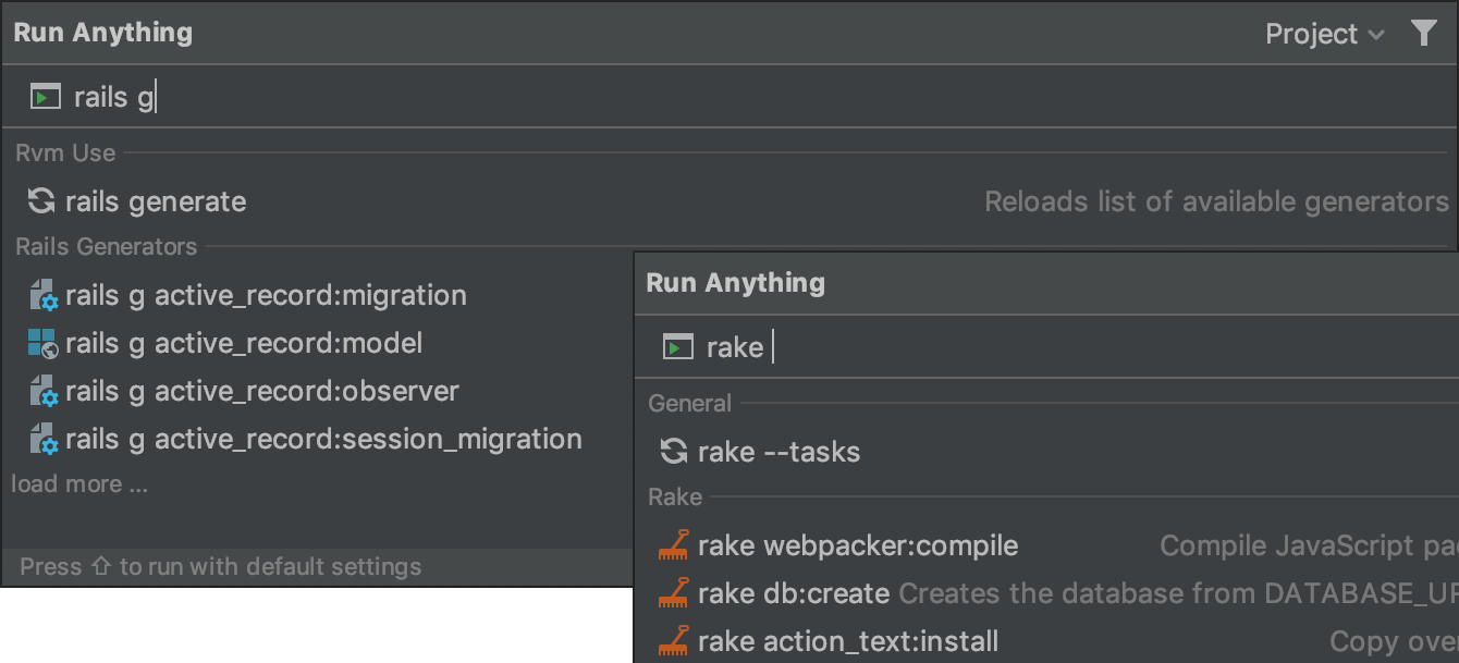 Run Rails tasks with Run Anything
