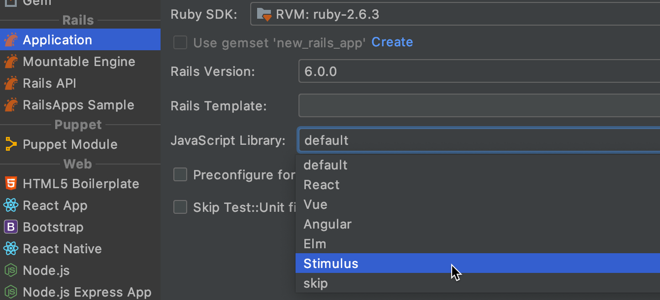Stimulus and Elm for new Rails projects