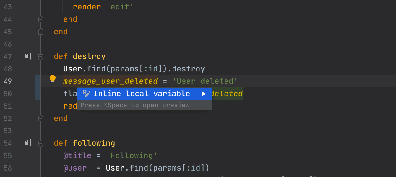 Inline local variable