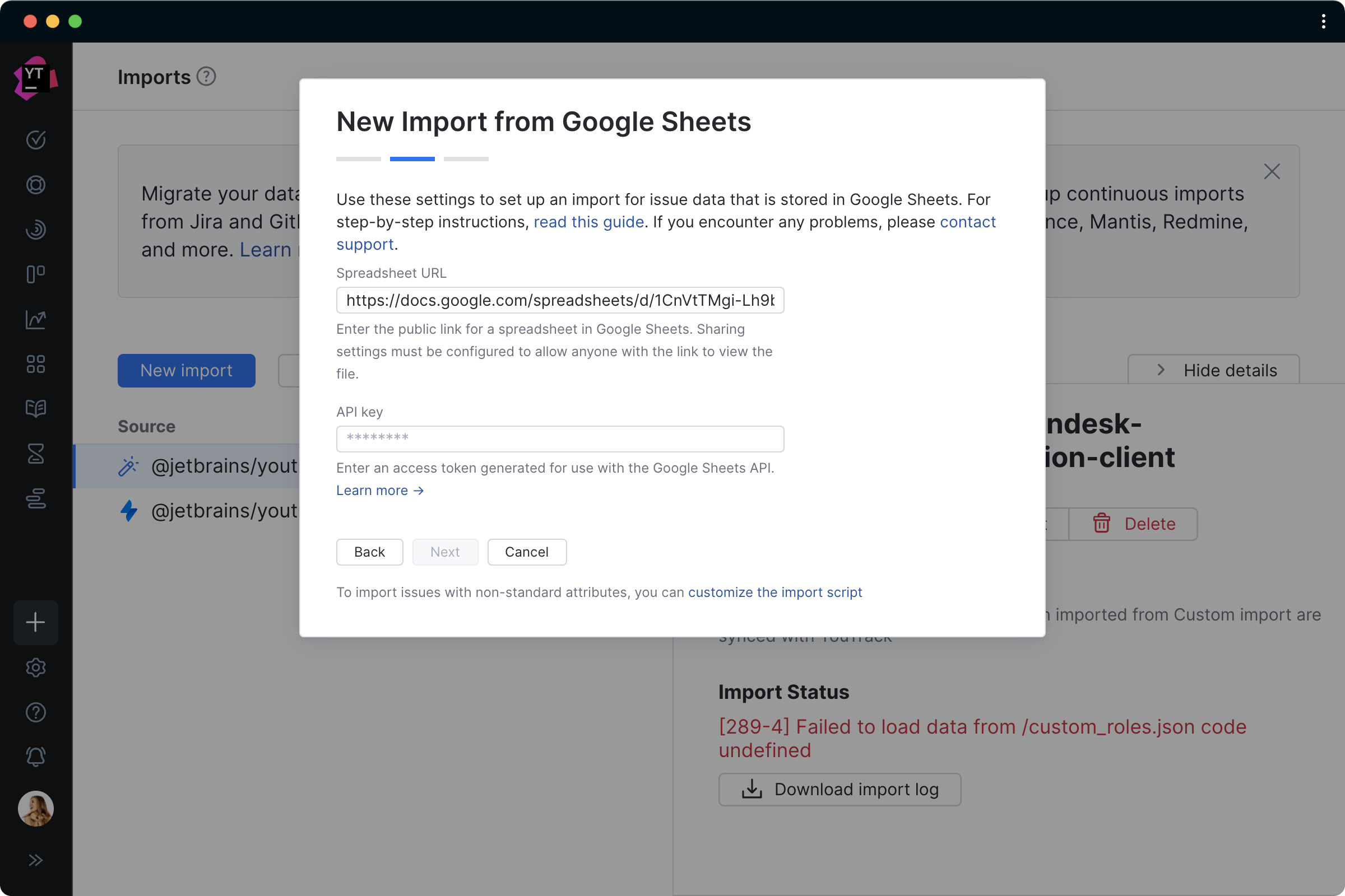 Import from Google Sheets