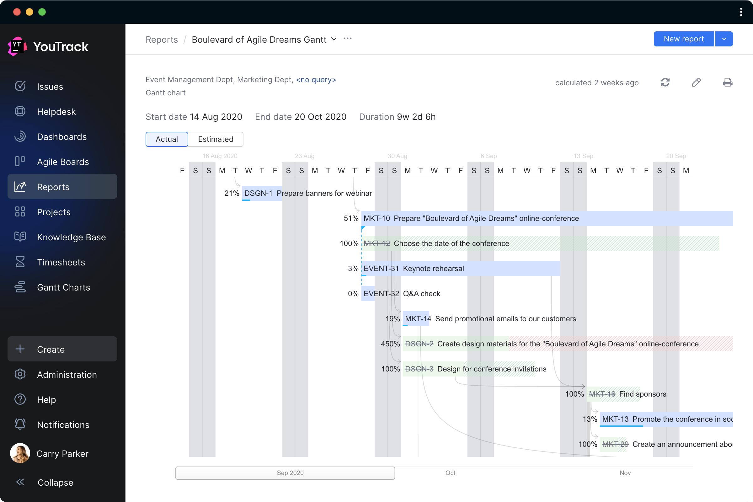 Visualize task dependencies with Gantt charts