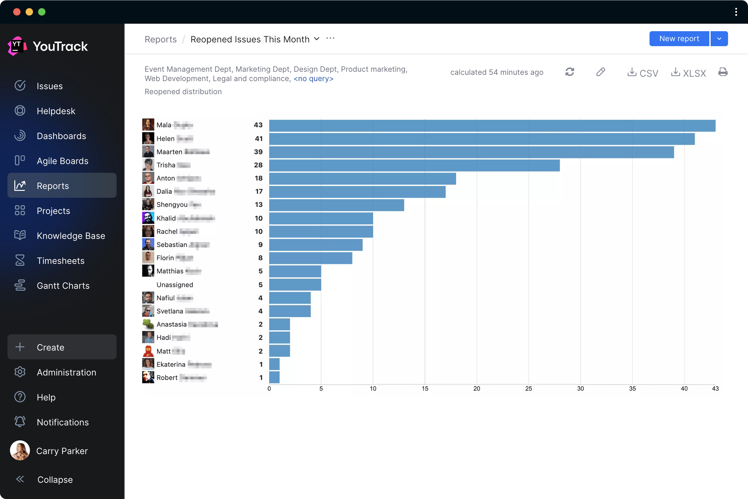 State transition reports