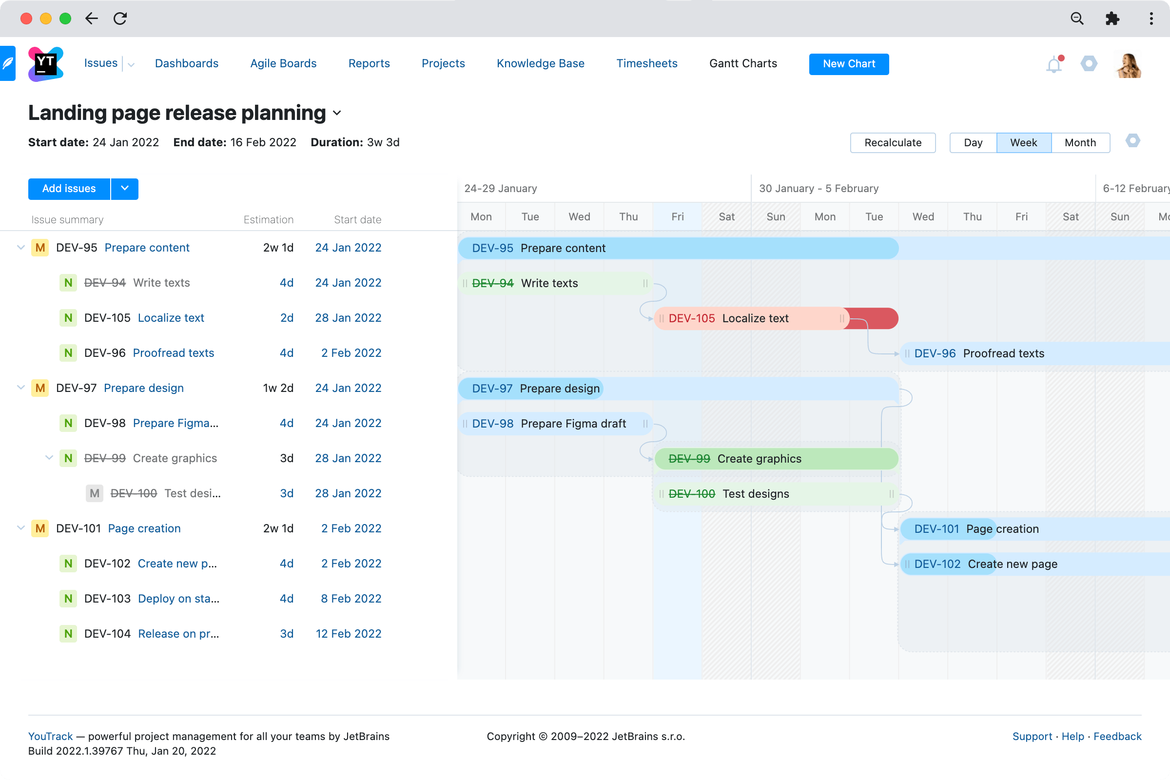 Interactive Gantt charts