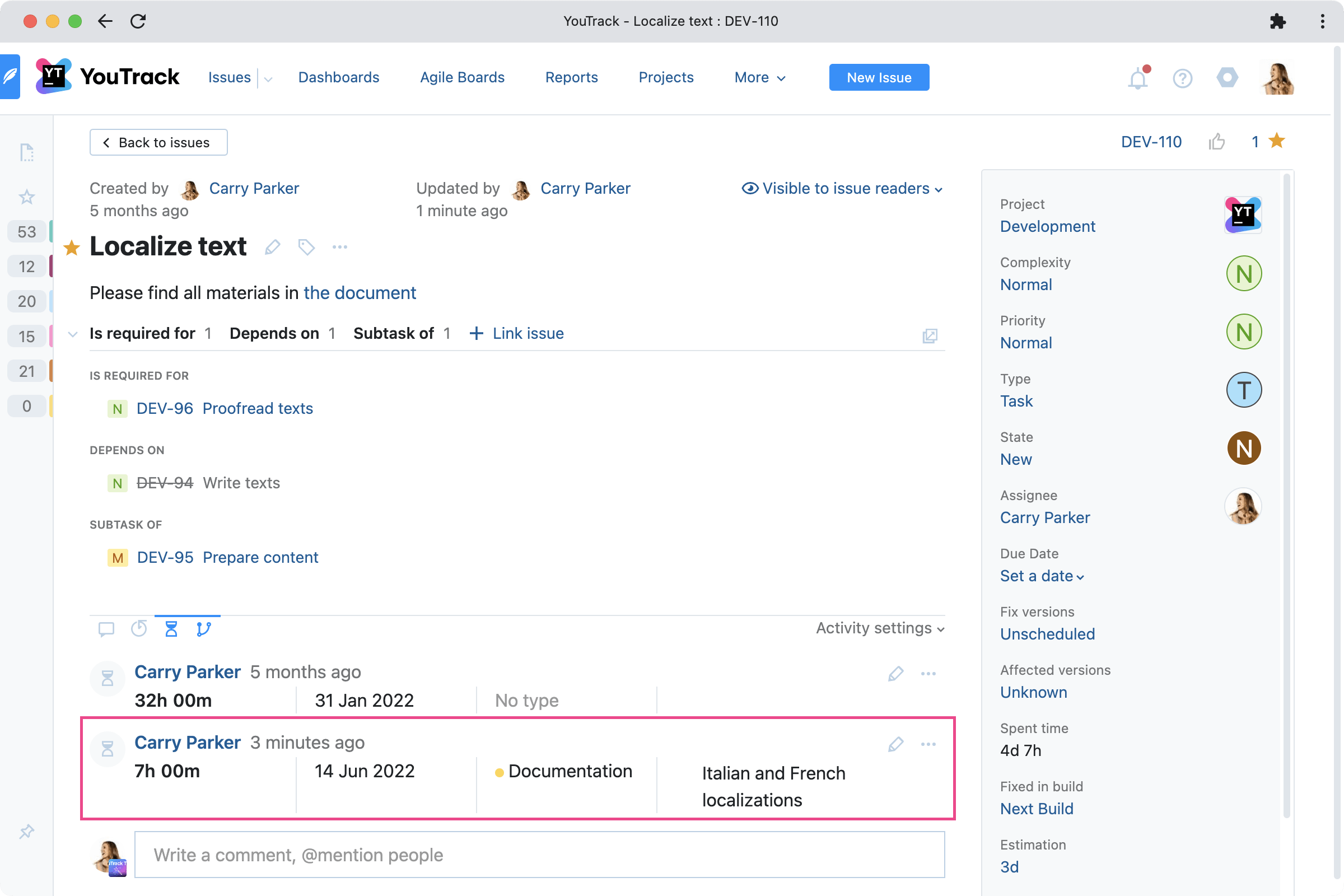 Track work items with precision
