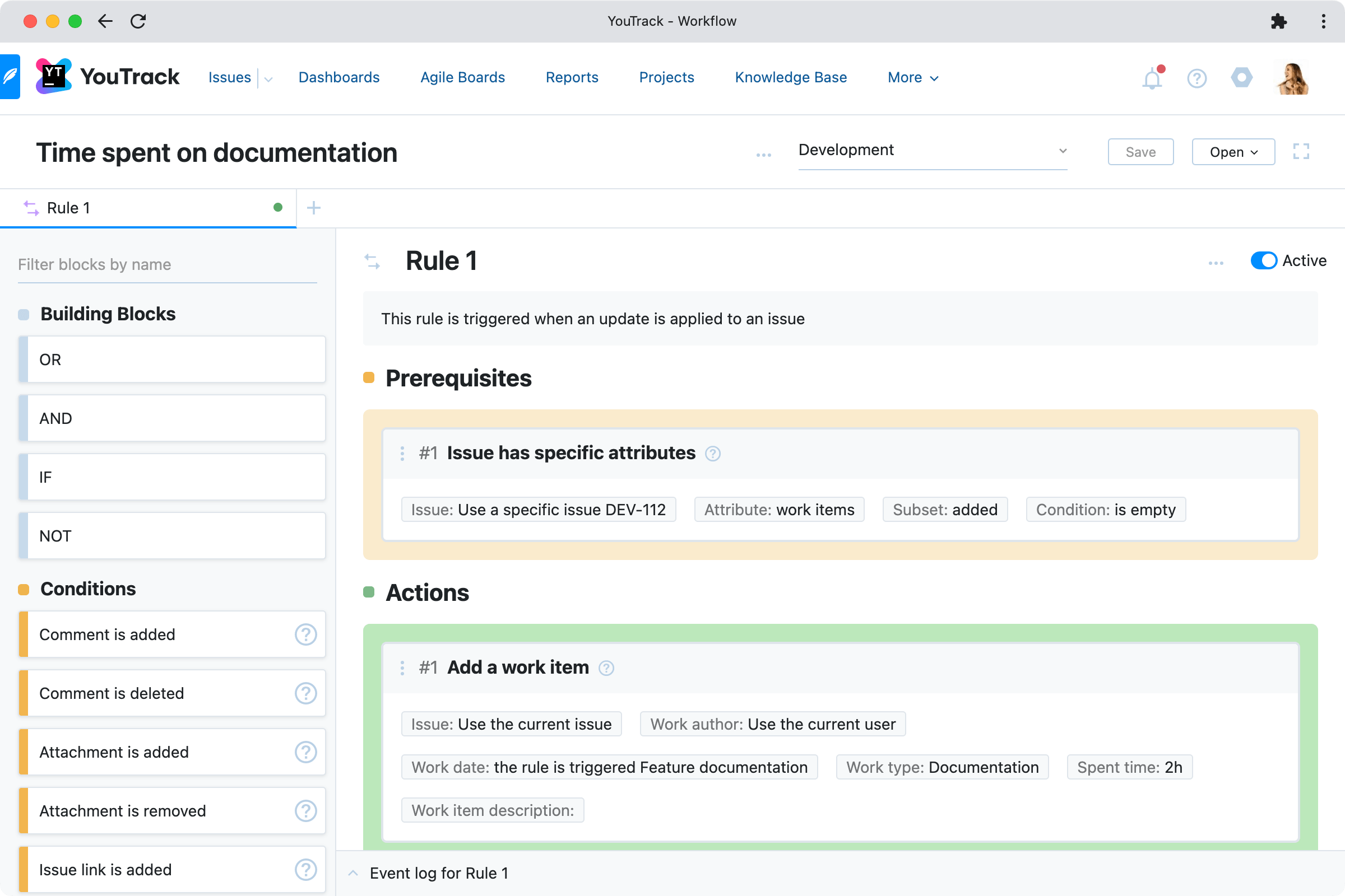 User input in action rules